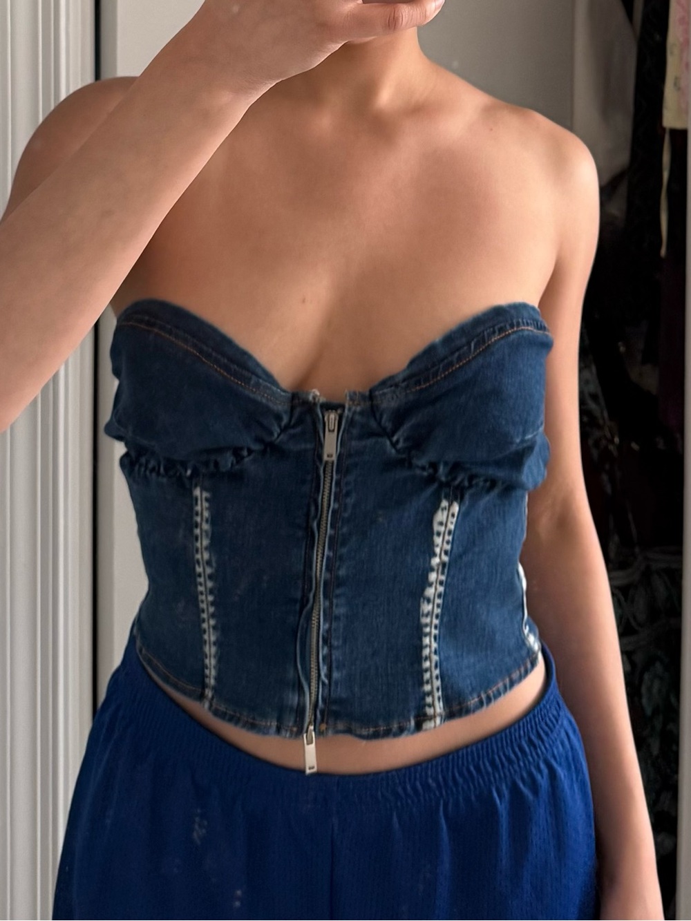 I.AM.GIA Denim bustier top New